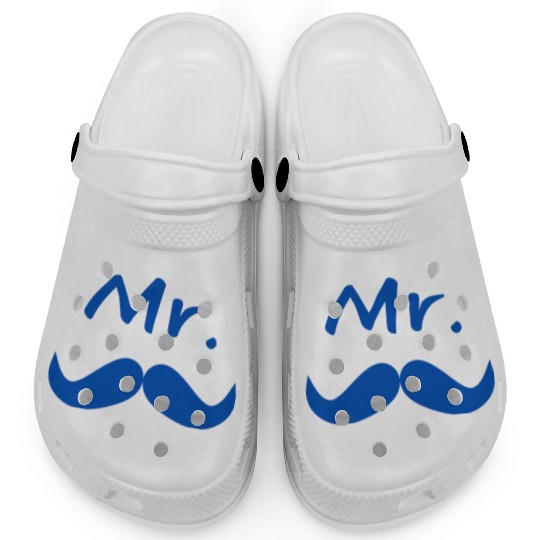 Mr & Mrs. Mustache Lips Matching Couple Clogs