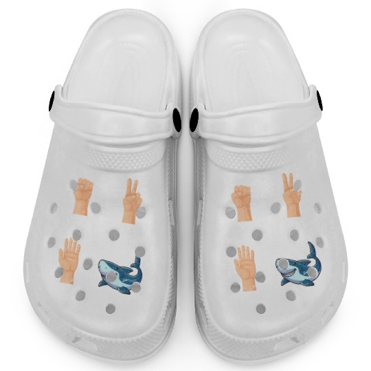 Rock Paper Scissors Nothing Beats Sharks Funny Sha Clogs