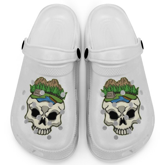 Skeleton Head Camp Campsite Camper Camping Clogs