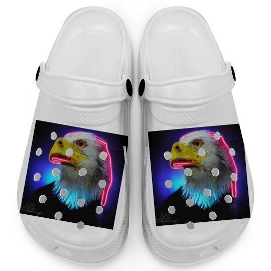 i love america neon bright lightsamerican eagle Clogs