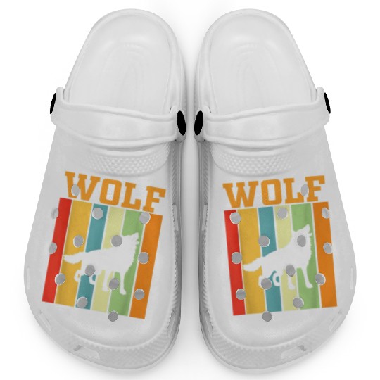 wolf Shadow silhouette in Retro Colors Clogs