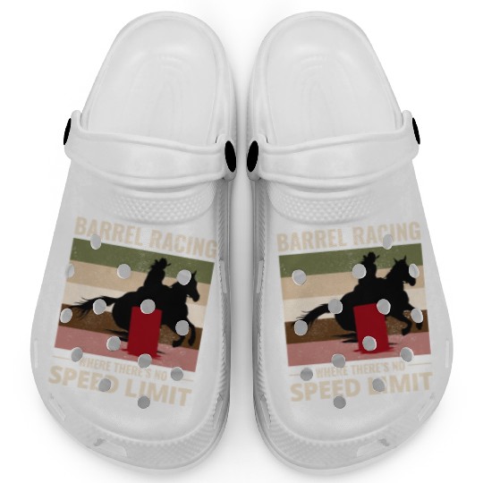 Barrel Racer Rodeo Racing Horse Riding Race Funny Clogs