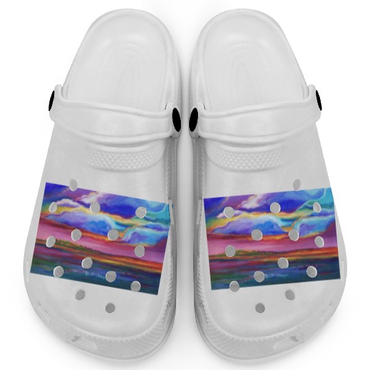 Colorful Sunset Landscape Painting Clogs