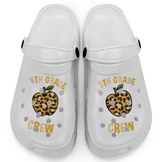 5th Grade Back To School Crew Leopard Print Clogs