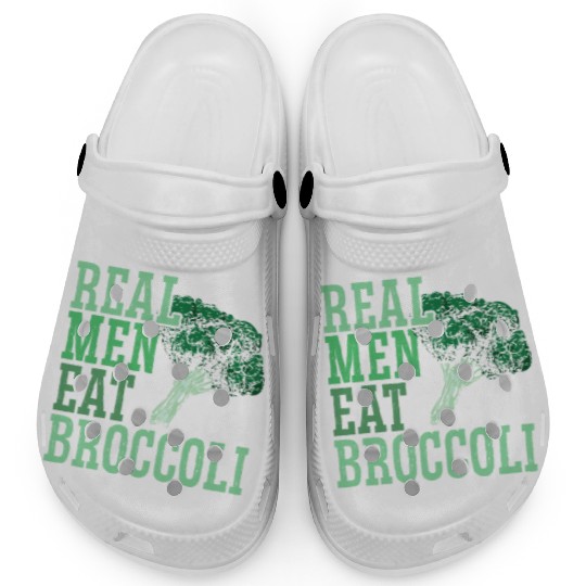 Real Men Eat Broccoli Broccoholic Vegetable Vegan Clogs