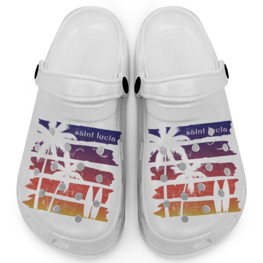 Cool Saint Lucia Surfing Fan Beach Palm Tree Clogs