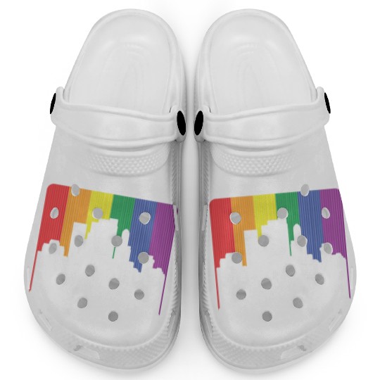 Brooklyn New York Skyline Rainbow Flag Clogs
