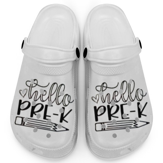 Funny Hello Pre-k Back to School Student Teacher Clogs