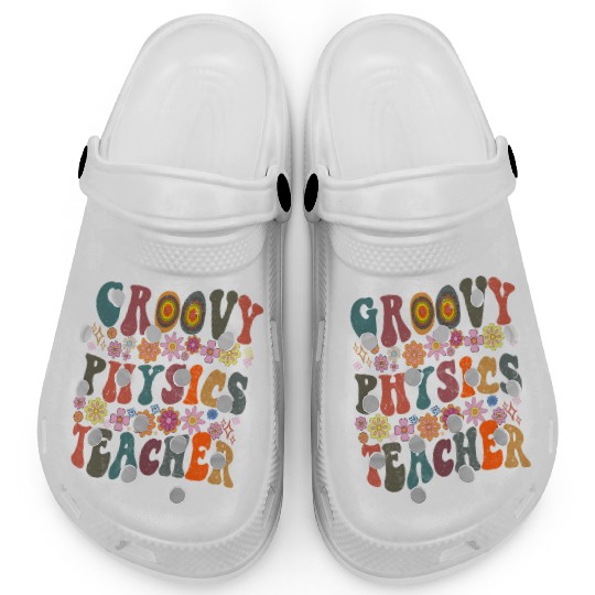 Groovy physics Teacher retro Back To School Clogs