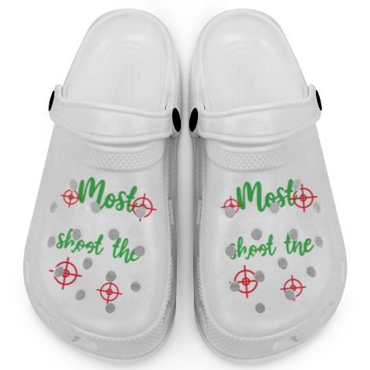 Christmas Most Likely To Shoot Reindeer Xmas Gift Clogs