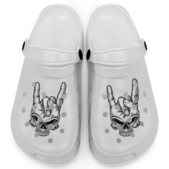 Skull gestures Rock and Roll sign Clogs