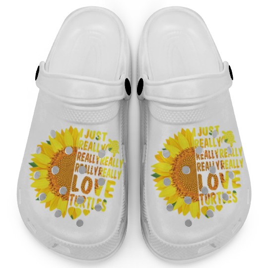 I Just Really Really Love Turtles Sunflower Women Clogs