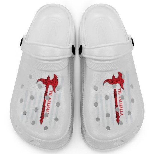 American Viking Axe Flag Til Valhalla Veteran Usa Clogs