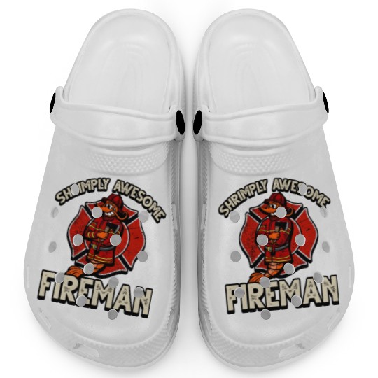 Funny Shrimp/Prawn Pun. Shrimply Awesome Fireman Clogs