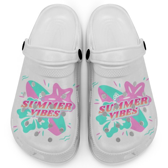 Summer Vibes - Beach, surf, hibiscus and starfish Clogs