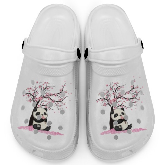 Cherry Blossom Japanese Art Panda Lover Panda Bear Clogs
