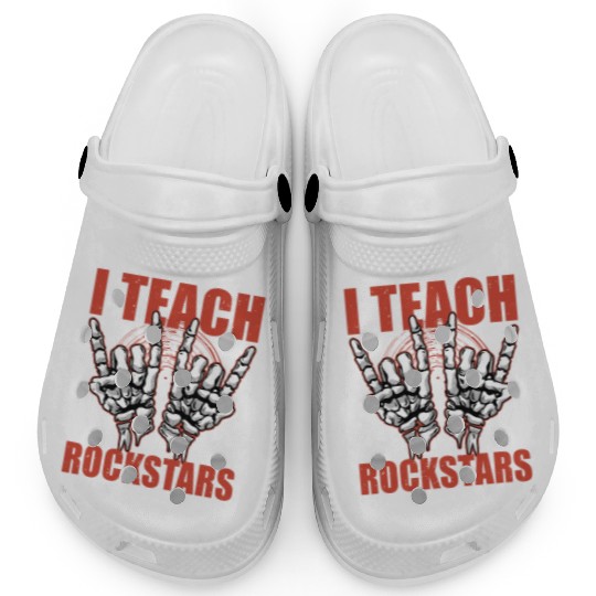 I Teach Rockstars Rock and Roll Skeleton Music Tea Clogs