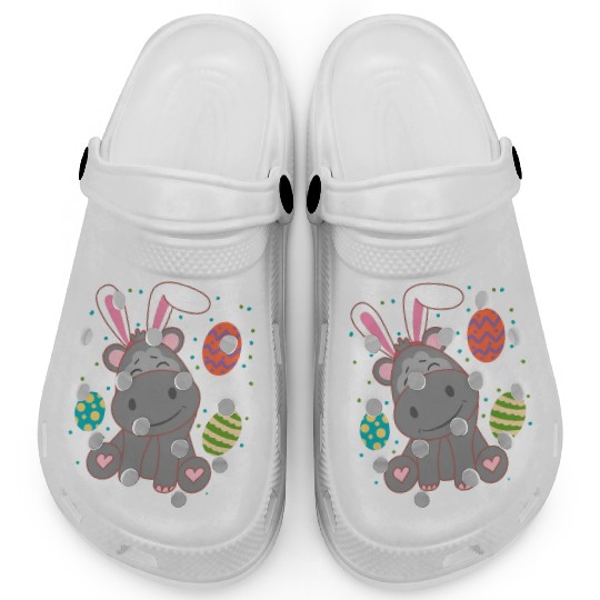 Hippo Wearing Rabbit Bunny Ears Funny Easter Clogs