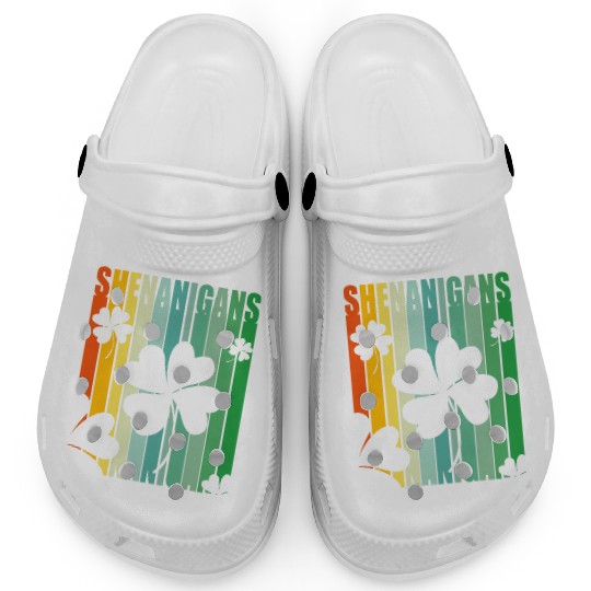St Patrick Shenanigans Retro Shamrock Clogs