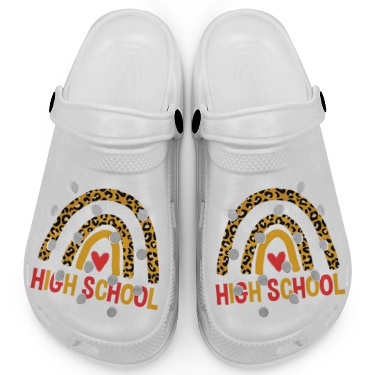 Back To School Leopard High School Rainbow Clogs