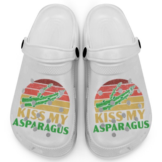 Kiss My Asparagus Lover Vegan Vegetable Vegetarian Clogs
