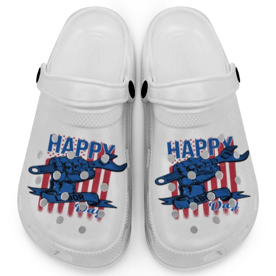 Happy Labor Day American Flag Holiday US Worker Clogs