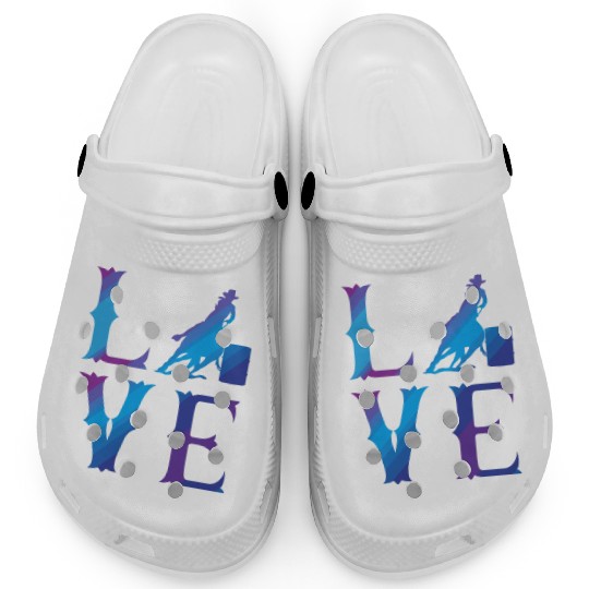 Rodeo Barrel Racing Love Distressed Blue Clogs