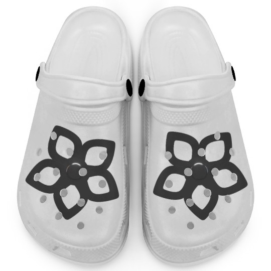 Metallic Silver Abstract Flower Cutout Petals Clogs