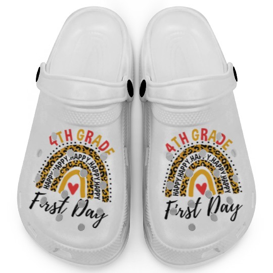 Rainbow First Day Of School 4th Grade Teacher Clogs