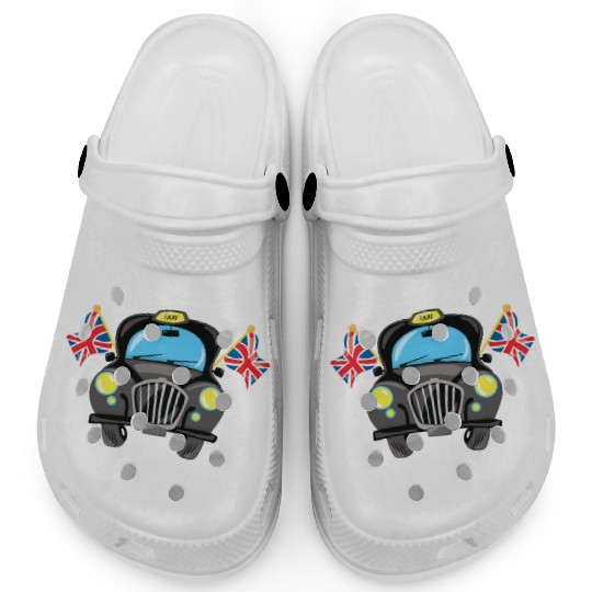 Taxi Hackney the black cab in London Clogs