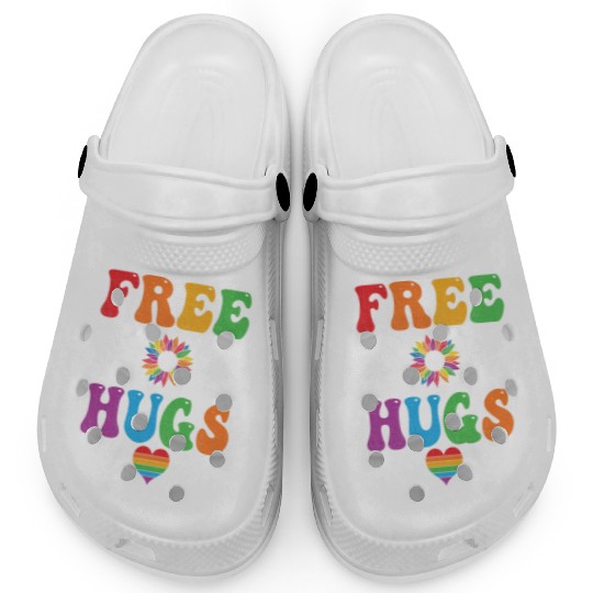 Free Mom Hugs Clogs Sunflower Rainbow Heart LGBT