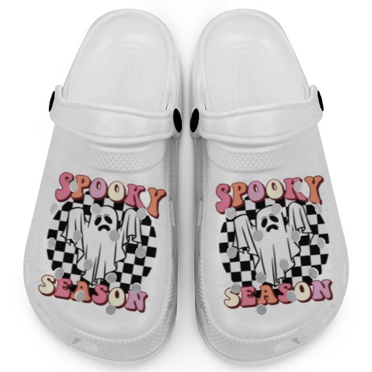Spooky Season Halloween Vintage Text Design Clogs