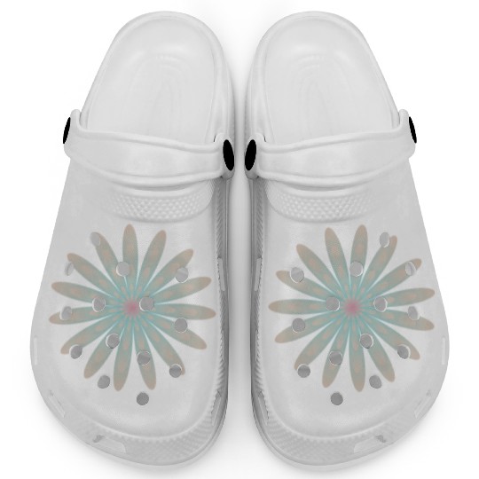 Blue and Coral Flower Clogs