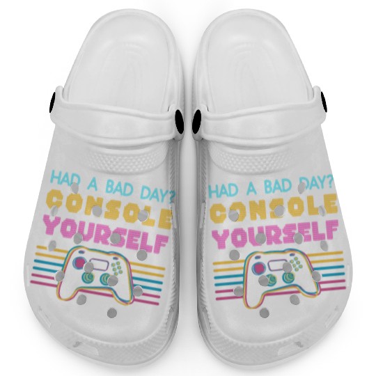 Console Yourself Funny Video Gamer Pun Youth Clogs