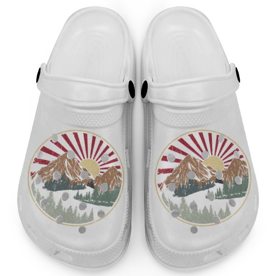 Mountains sun vintage Clogs