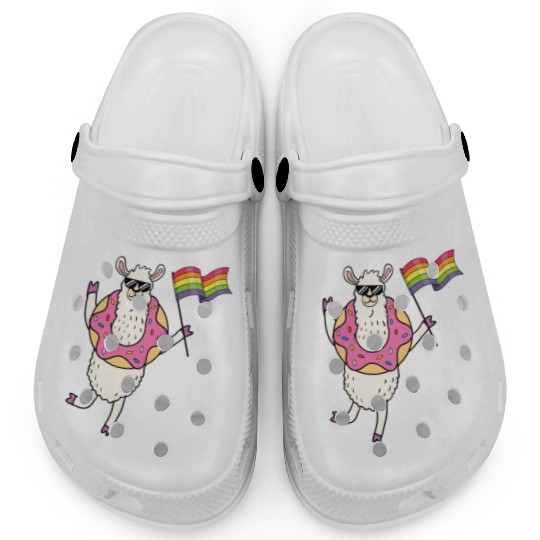 LGBT Rainbow Funny Llama Gay Pride Lesbian Gift Clogs