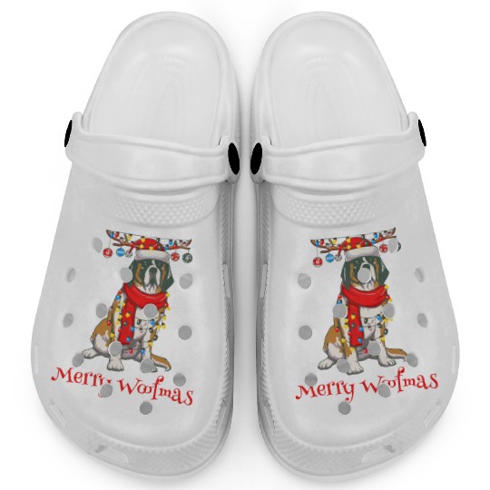 Christmas Saint Bernard Dog Holiday Lights Merry W Clogs