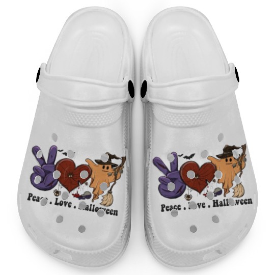 Fun Halloween Designs Peace Love Halloween Clogs