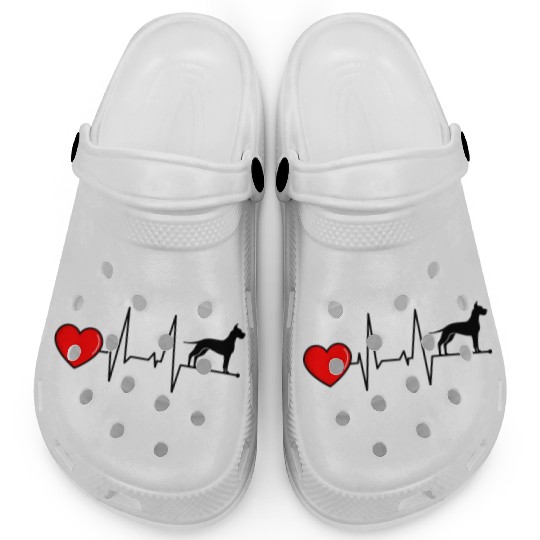 Great Dane Dad American USA Flag Heartbeat Black Clogs
