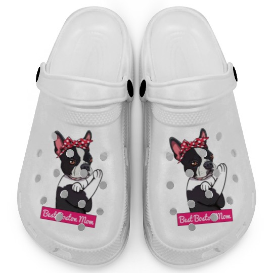 Retro Boston Terrier Dog Mom Lover Cartoon Gift Clogs