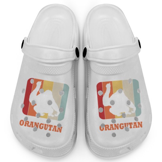 Retro Ape Monkey Silhouette Funny Orangutan Clogs