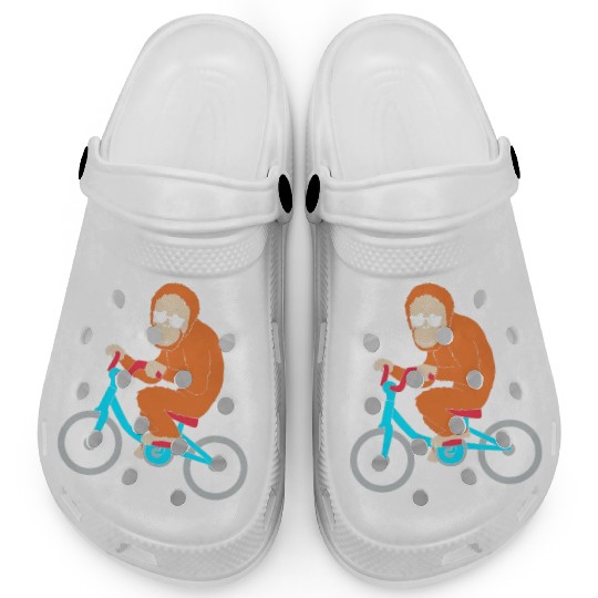 Monkey Riding A Bike Funny Ape Orangutan Clogs