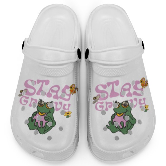 Stay Grvy - Pink Dark Green Typecentric Clogs