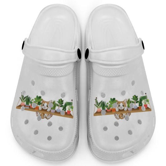 Playful Kitten Plant Owner Cat Lover Clogs