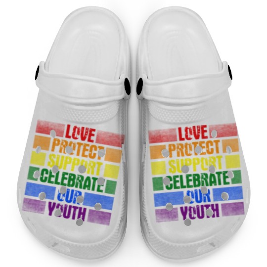 Love Protect Support Celebrate Our Youth Clogs
