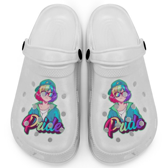Gay Pride Anime Girl Hip Hop Rainbow Gay Flag LGBT Clogs