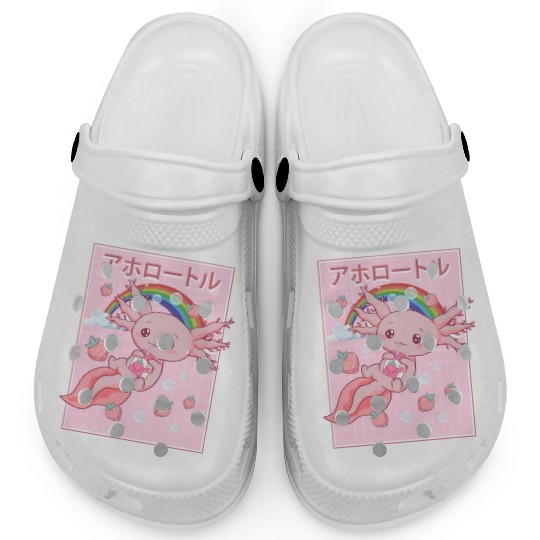 Kawaii Axolotl Strawberry Milk Clogs