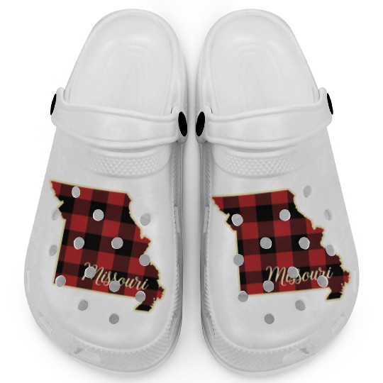 Missouri Buffalo Plaid Silhouette Home State Pride Clogs