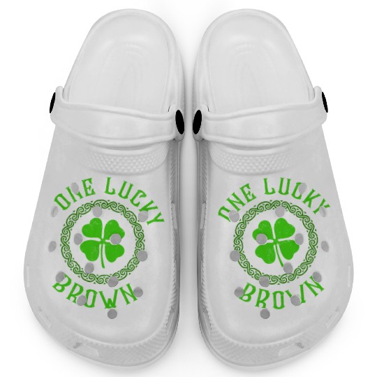 One Lucky Brown Irish Family 4 Leaf Clover Clogs