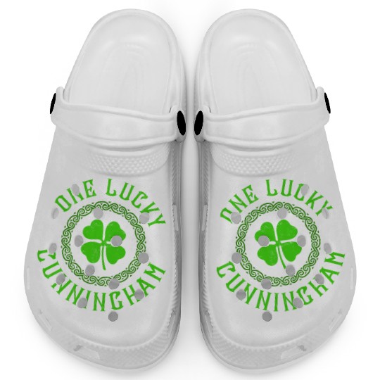 One Lucky Cunningham Irish Family 4 Leaf Clover Clogs